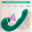 Двойной вибростимулятор Greeni с пульсацией 3 в 1, зеленый, 10 режимов вибрации
