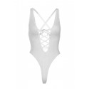 Кружевное боди Leg Avenue Floral lace thong teddy White, шнуровка на груди, one size