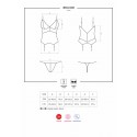 Сатиновий мереживний корсет Obsessive 810-COR-1 babydoll & thong S/M, чорний, корсет, танга