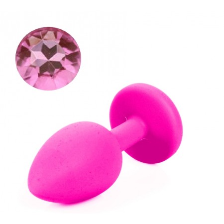 Силиконовая анальная пробка с кристаллом Silicon Pink 07, размер S