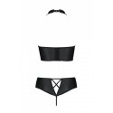 Комплект з еко-шкіри Passion NANACY BIKINI L/XL, black, бра та трусики з імітацією шнурівки