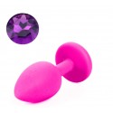 Силиконовая анальная пробка с кристаллом Silicon Pink 03, размер S