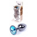 Анальная пробка Boss Series - Jewellery Dark Silver PLUG Light Blue S