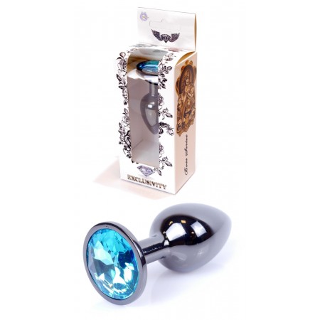 Анальная пробка Boss Series - Jewellery Dark Silver PLUG Light Blue S