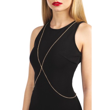 Золотистая цепочка для бюста Bijoux Pour Toi - Elena Gold со стразами 