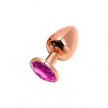 Купить - Металлическая анальная пробка Wooomy Tralalo Rose Gold Metal Plug Magenta S диаметр 2,8см, длина 7см