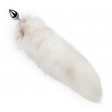 Металева анальна пробка з хвостом із натурального хутра Art of Sex size M White fox