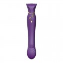 Смартвибратор 3в1 Zalo - Queen Twilight Purple, пульсирующая жемчужина и вакуум, кристалл Swarovski