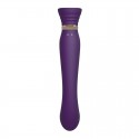 Смартвибратор 3в1 Zalo - Queen Twilight Purple, пульсирующая жемчужина и вакуум, кристалл Swarovski