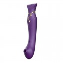 Смартвибратор 3в1 Zalo - Queen Twilight Purple, пульсирующая жемчужина и вакуум, кристалл Swarovski