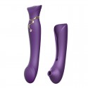Смартвибратор 3в1 Zalo - Queen Twilight Purple, пульсирующая жемчужина и вакуум, кристалл Swarovski
