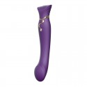 Смартвибратор 3в1 Zalo - Queen Twilight Purple, пульсирующая жемчужина и вакуум, кристалл Swarovski