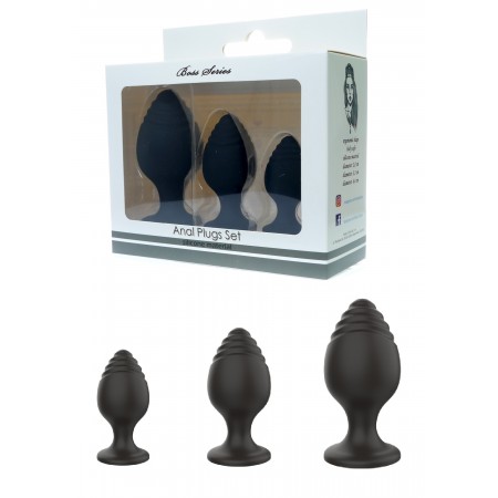 Набір анальних стимуляторів Boss Series - Silicone Anal Plugs Set, 2,8 / 3,5 / 4,4 см