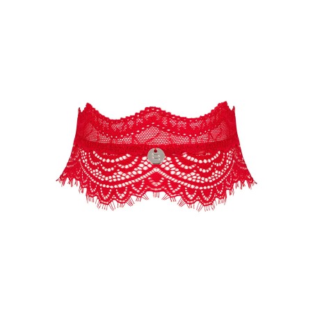Широкий кружевной чокер Obsessive Bergamore choker, red