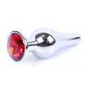 Анальная пробка Boss Series - Jewellery Silver BUTT PLUG Red
