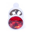 Анальная пробка Boss Series - Jewellery Silver BUTT PLUG Red