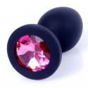 Силиконовая анальная пробка Boss Series - Jewellery Black Silicon PLUG Small Pink S