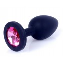 Силиконовая анальная пробка Boss Series - Jewellery Black Silicon PLUG Small Pink S