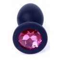 Силиконовая анальная пробка Boss Series - Jewellery Black Silicon PLUG Small Pink S