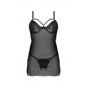 Пеньюар Passion DROSERA CHEMISE black, S/M, кружевной лиф со стрепами, трусики в комплекте