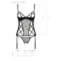 Корсет з підв'язками, стрінги Passion LOVELIA CORSET L/XL, black