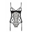 Корсет з підв'язками, стрінги Passion LOVELIA CORSET L/XL, black