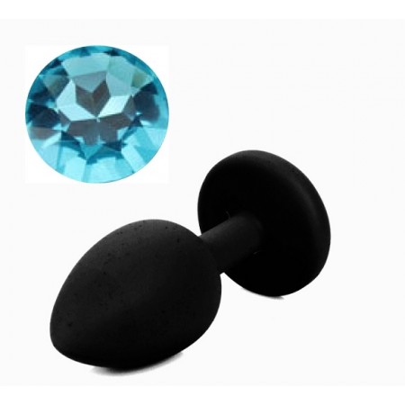 Силіконова анальна пробка з кристалом Silicon Black 12, Розмір S