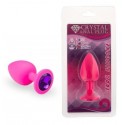 Силиконовая анальная пробка с кристаллом Pink Silicone Amethyst, размер S