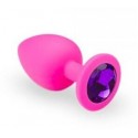 Силиконовая анальная пробка с кристаллом Pink Silicone Amethyst, размер S