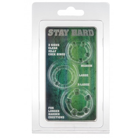 Набор из 3 шт эрекционных колец STAY HARD - Three Rings Clear