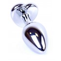 Металева анальна пробка, Silver Heart Clear, розмір S