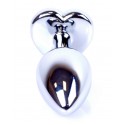 Металева анальна пробка, Silver Heart Clear, розмір S