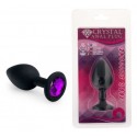 Силиконовая анальная пробка с кристаллом Black Silicone Amethyst, размер S