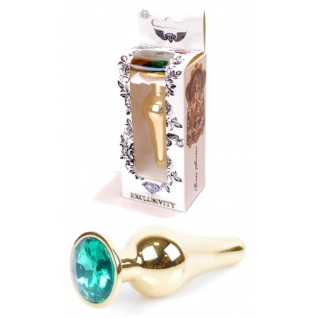 Анальная пробка Boss Series - Jewellery Gold BUTT PLUG Green