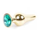 Анальная пробка Boss Series - Jewellery Gold BUTT PLUG Green