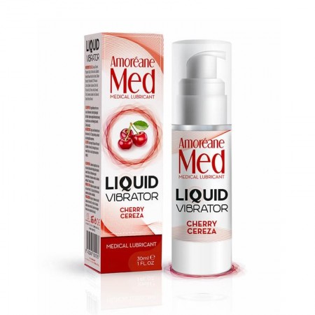 Лубрикант с эффектом вибрации Amoreane Med Liquid Vibrator Cherry, 30 мл