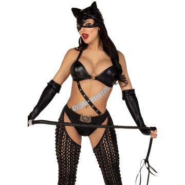 Купить - Еротичний костюм кішечки-пані Leg Avenue Mistress Kitty M, рукавички, комбінезон, маска