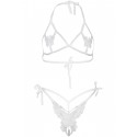 Комплект Leg Avenue Open cup bra and pearl panty White