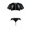 Комплект чоловічої білизни під латекс Passion 057 SET PETER L/XL Black, кроп-топ, стринги