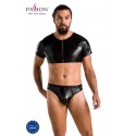 Комплект чоловічої білизни під латекс Passion 057 SET PETER L/XL Black, кроп-топ, стринги