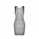 Мінісукня з вертикальним візерунком Passion BS097 One Size, white, плетіння з боків
