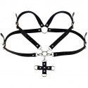 Портупея из искусственной кожи с фиксатором Womens PU Leather Chest Harness Caged Bra RED