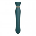 Смартвибратор 3в1 Zalo - Queen Jewel Green, пульсирующая жемчужина и вакуум, кристалл Swarovski