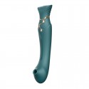 Смартвибратор 3в1 Zalo - Queen Jewel Green, пульсирующая жемчужина и вакуум, кристалл Swarovski