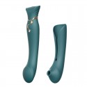 Смартвибратор 3в1 Zalo - Queen Jewel Green, пульсирующая жемчужина и вакуум, кристалл Swarovski