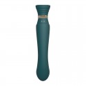 Смартвибратор 3в1 Zalo - Queen Jewel Green, пульсирующая жемчужина и вакуум, кристалл Swarovski