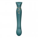Смартвибратор 3в1 Zalo - Queen Jewel Green, пульсирующая жемчужина и вакуум, кристалл Swarovski