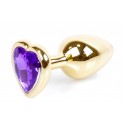 Анальний затор Boss Series - Jewellery Gold Heart PLUG Purple S