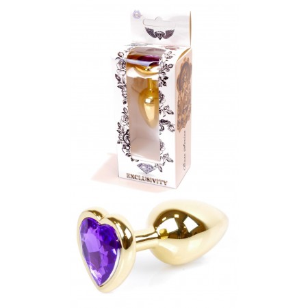 Анальний затор Boss Series - Jewellery Gold Heart PLUG Purple S