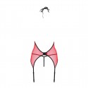 Корсет с пажами для чулок Passion PEONIA CORSET S/M red, стринги